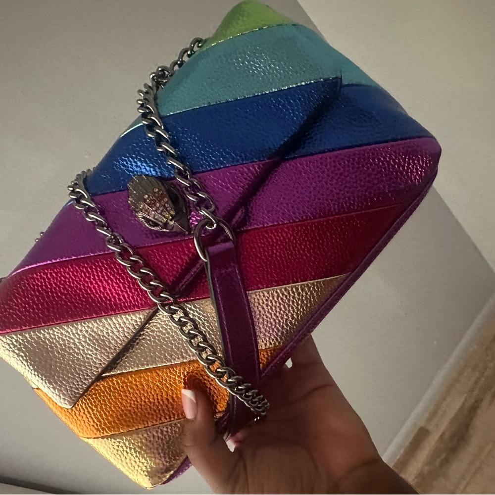 Kurt Geiger Pink and Blue Crossbody Bag with Chain Strap